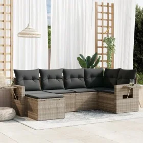 Set de sofás de jardín 6 pzas y cojines ratán sintético gris de , Conjuntos de jardín - Ref: Foro24-3252799, Precio: 420,92 €...