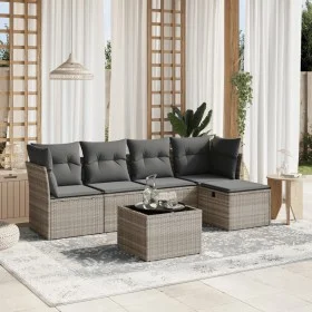 Set de sofás de jardín 6 pzas y cojines ratán sintético gris de , Conjuntos de jardín - Ref: Foro24-3263148, Precio: 381,42 €...