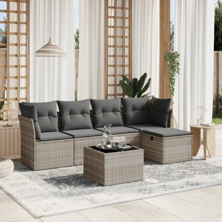 Set de sofás de jardín 6 pzas y cojines ratán sintético gris de , Conjuntos de jardín - Ref: Foro24-3263148, Precio: 366,27 €...