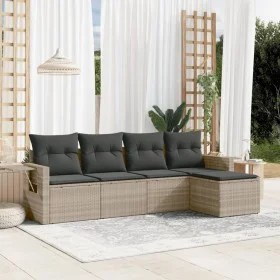 Set de sofás jardín y cojines 5 pzas ratán sintético gris claro de , Conjuntos de jardín - Ref: Foro24-3220091, Precio: 323,2...