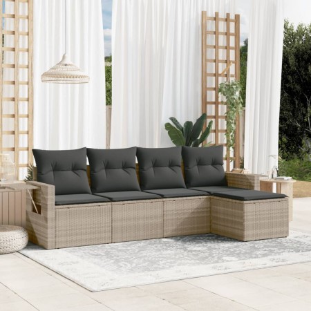Set de sofás jardín y cojines 5 pzas ratán sintético gris claro de , Conjuntos de jardín - Ref: Foro24-3220091, Precio: 310,5...