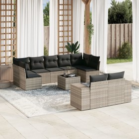 Set sofás jardín 10 pzas con cojines ratán sintético gris claro de , Conjuntos de jardín - Ref: Foro24-3223031, Precio: 677,1...