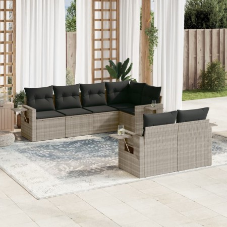 Set de sofás de jardín 7 pzas con cojines ratán PE gris claro de , Conjuntos de jardín - Ref: Foro24-3220411, Precio: 506,92 ...