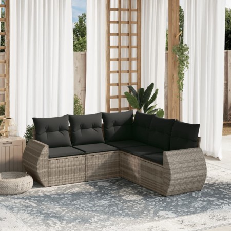 Set de sofás jardín y cojines 5 pzas ratán sintético gris claro de , Conjuntos de jardín - Ref: Foro24-3221351, Precio: 367,7...