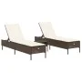 Juego de tumbonas con cojín 3 piezas ratán sintético marrón by , Loungers - Ref: Foro24-3284264, Price: 310,03 €, Discount: %