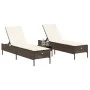 Juego de tumbonas con cojín 3 piezas ratán sintético marrón by , Loungers - Ref: Foro24-3284264, Price: 310,03 €, Discount: %
