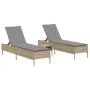Juego de tumbonas con cojín 3 piezas ratán sintético beige de , Tumbonas - Ref: Foro24-3284266, Precio: 309,66 €, Descuento: %