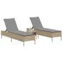 Juego de tumbonas con cojín 3 piezas ratán sintético beige de , Tumbonas - Ref: Foro24-3284266, Precio: 309,66 €, Descuento: %