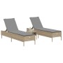 Juego de tumbonas con cojín 3 piezas ratán sintético beige de , Tumbonas - Ref: Foro24-3284266, Precio: 316,10 €, Descuento: %