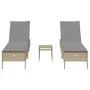 Juego de tumbonas con cojín 3 piezas ratán sintético beige de , Tumbonas - Ref: Foro24-3284266, Precio: 309,66 €, Descuento: %