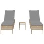 Juego de tumbonas con cojín 3 piezas ratán sintético beige de , Tumbonas - Ref: Foro24-3284266, Precio: 316,10 €, Descuento: %
