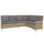 Sofá de jardín en forma de L con cojines ratán sintético beige de , Sofás de exterior - Ref: Foro24-369003, Precio: 364,39 €,...