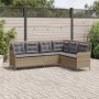 Sofá de jardín en forma de L con cojines ratán sintético beige de , Sofás de exterior - Ref: Foro24-369003, Precio: 364,39 €,...