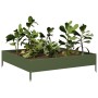Arriate de acero verde oliva 100x100x26 cm de , Maceteros y jardineras - Ref: Foro24-851020, Precio: 39,95 €, Descuento: %