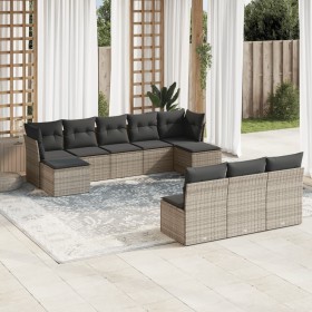 Set de sofás de jardín 10 pzas con cojines ratán sintético gris en Conjuntos de jardín | Comprar online en Foru.es