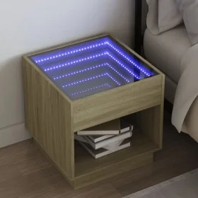 Mesita de noche con Infinity LED roble Sonoma 50x50x50 cm de , Mesitas de noche - Ref: Foro24-3284086, Precio: 81,84 €, Descu...