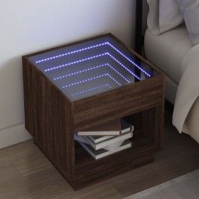 Mesita de noche con Infinity LED marrón roble 50x50x50 cm de , Mesitas de noche - Ref: Foro24-3284090, Precio: 85,73 €, Descu...