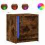 Mesita de noche luces LED 2 uds madera ingeniería roble ahumado de , Mesitas de noche - Ref: Foro24-852056, Precio: 89,13 €, ...