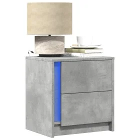 Mesita de noche luces LED 2 uds madera ingeniería gris hormigón by , Nightstands - Ref: Foro24-852054, Price: 87,45 €, Discou...