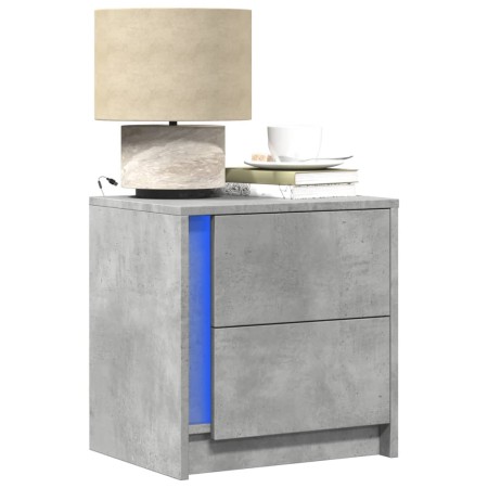 Mesita de noche luces LED 2 uds madera ingeniería gris hormigón de , Mesitas de noche - Ref: Foro24-852054, Precio: 88,60 €, ...