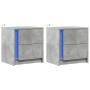Mesita de noche luces LED 2 uds madera ingeniería gris hormigón de , Mesitas de noche - Ref: Foro24-852054, Precio: 88,60 €, ...