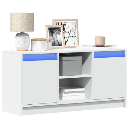 Mueble de TV con LED madera de ingeniería blanco 100x34x50 cm de , Muebles TV - Ref: Foro24-852187, Precio: 75,63 €, Descuent...