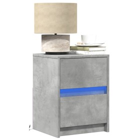 Mesita de noche luces LED 2 uds madera ingeniería gris hormigón de , Mesitas de noche - Ref: Foro24-852040, Precio: 90,02 €, ...