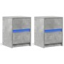 Mesita de noche luces LED 2 uds madera ingeniería gris hormigón de , Mesitas de noche - Ref: Foro24-852040, Precio: 90,02 €, ...