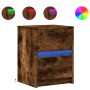 Mesita de noche luces LED 2 uds madera ingeniería roble ahumado de , Mesitas de noche - Ref: Foro24-852042, Precio: 84,71 €, ...