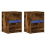 Mesita de noche luces LED 2 uds madera ingeniería roble ahumado de , Mesitas de noche - Ref: Foro24-852042, Precio: 84,71 €, ...