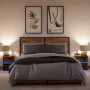 Mesita de noche luces LED 2 uds madera ingeniería roble ahumado de , Mesitas de noche - Ref: Foro24-852042, Precio: 84,71 €, ...