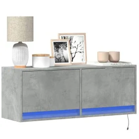 Mueble de TV de pared con luces LED gris hormigón 100x31x35 cm de , Muebles TV - Ref: Foro24-852365, Precio: 62,69 €, Descuen...