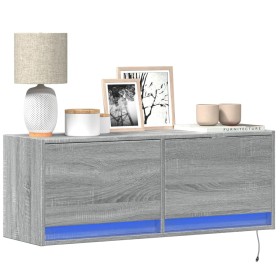 Mueble de TV de pared con luces LED gris Sonoma 100x31x35 cm de , Muebles TV - Ref: Foro24-852367, Precio: 73,97 €, Descuento: %