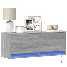 Mueble de TV de pared con luces LED gris Sonoma 100x31x35 cm de , Muebles TV - Ref: Foro24-852367, Precio: 72,91 €, Descuento: %