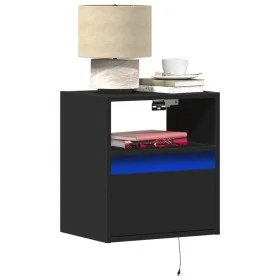 Mesita de noche de pared con luces LED negro by , Nightstands - Ref: Foro24-3307977, Price: 47,36 €, Discount: %