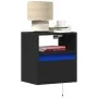 Mesita de noche de pared con luces LED negro by , Nightstands - Ref: Foro24-3307977, Price: 47,36 €, Discount: %