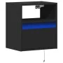 Mesita de noche de pared con luces LED negro by , Nightstands - Ref: Foro24-3307977, Price: 47,36 €, Discount: %
