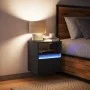 Mesita de noche de pared con luces LED negro by , Nightstands - Ref: Foro24-3307977, Price: 47,36 €, Discount: %