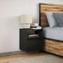 Mesita de noche de pared con luces LED negro by , Nightstands - Ref: Foro24-3307977, Price: 47,36 €, Discount: %