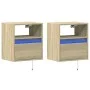 Mesitas de noche de pared con luces LED 2 unidades roble Sonoma by , Nightstands - Ref: Foro24-3307980, Price: 81,12 €, Disco...