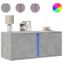 Mueble de TV de pared con luces LED gris hormigón 80x31x35 cm de , Muebles TV - Ref: Foro24-852260, Precio: 49,60 €, Descuent...
