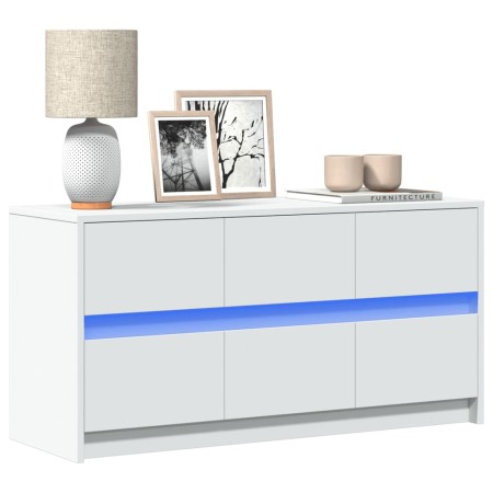 Mueble de TV con LED madera de ingeniería blanco 100x34x50 cm de , Muebles TV - Ref: Foro24-852215, Precio: 106,63 €, Descuen...