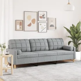 Sofá de 3 plazas con cojines tela gris claro 210 cm de , Sofás - Ref: Foro24-3278201, Precio: 294,30 €, Descuento: %