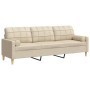 Sofá de 3 plazas con cojines tela color crema 210 cm de , Sofás - Ref: Foro24-3278203, Precio: 334,60 €, Descuento: %