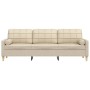 Sofá de 3 plazas con cojines tela color crema 210 cm de , Sofás - Ref: Foro24-3278203, Precio: 334,60 €, Descuento: %