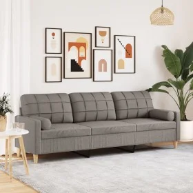 Sofá de 3 plazas con cojines tela gris taupe 210 cm de , Sofás - Ref: Foro24-3278208, Precio: 344,80 €, Descuento: %