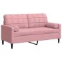 Sofá de 2 plazas con cojines terciopelo rosa 140 cm de , Sofás - Ref: Foro24-3278222, Precio: 262,56 €, Descuento: %