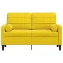 Sofá de 2 plazas con cojines terciopelo amarillo 120 cm de , Sofás - Ref: Foro24-3278215, Precio: 223,04 €, Descuento: %