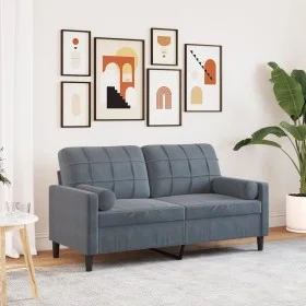 Sofá de 2 plazas con cojines terciopelo gris oscuro 140 cm von , Sofas - Ref: Foro24-3278220, Preis: 220,79 €, Rabatt: %
