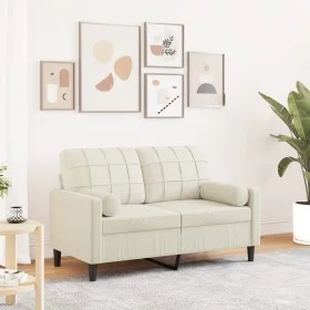 Sofá de 2 plazas con cojines terciopelo color crema 120 cm de , Sofás - Ref: Foro24-3278217, Precio: 249,71 €, Descuento: %